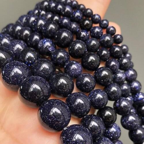 4-12mm Natural Stone Blue Sand Stone Beads Moonstone Round Loose Perles Beads For Jewelry Making DIY Charm Bracelet Accessories
