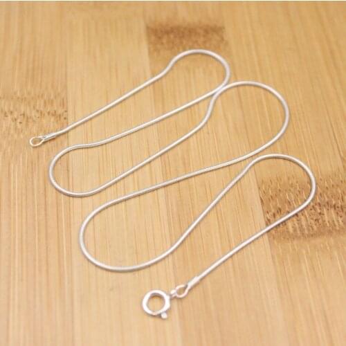 Pure 925 Sterling Silver Necklace Lucky Women Gift Width 1mm Round Snake Chain Necklace 18inch