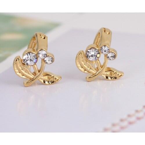 Cz crystal cherry Earrings for Women/Girls Gold stone Earing Jewelry Gifts African,Indonesia,Nigeria,Congo,Arab Dubai Earring