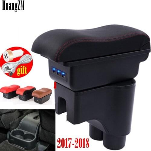 For Perodua Myvi 2017 2018 Armrest Box Dual layer Central Store content box with cup holder ashtray USB interface Car accessori