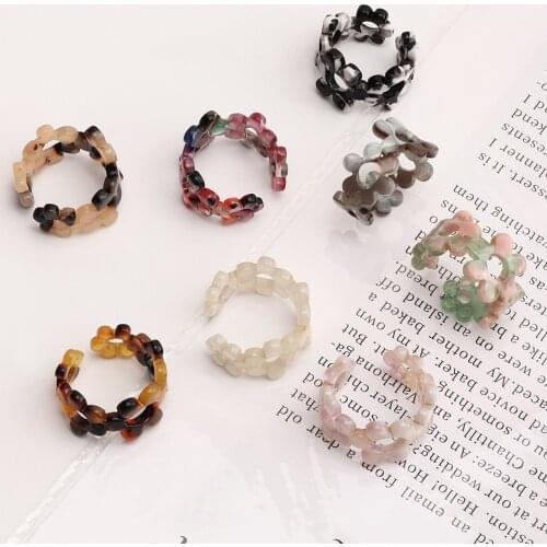 New Arrival Resin Rings for Women Gradient Three-dimensional Little Flower Rings Jewelry for Girls Anniversary