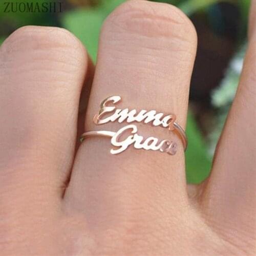 Double Name Ring Custom Two Name Rings Personalized Baby Names Couples Names on Ring New Mom Gift Mother Daughter Family Ring