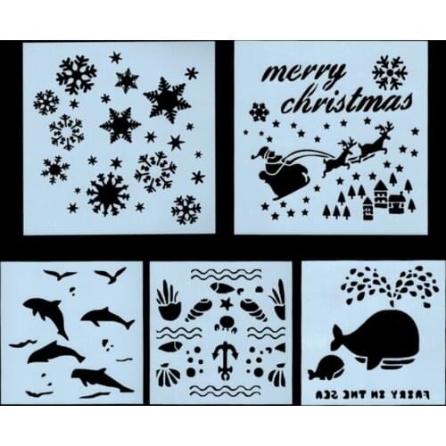 2pc Santa Claus Elk Snowflake Stencil DIY Walls Layering Painting Template Decor Scrapbooking Embossing Supplies