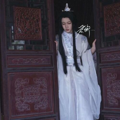 Er Ha Chu Wanning Cosplay Costume Tian Guan Ci Fu Xie Lian Cosplay White Hanfu Chinese Ancient Anime Outfit Fancy Party Dress