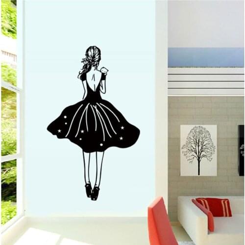 Creative Girl Back Wall Sticker for Girl Kids Bedroom Stickers for Wardrobe Door Living Room Dormitory Decoration Wall Sticker