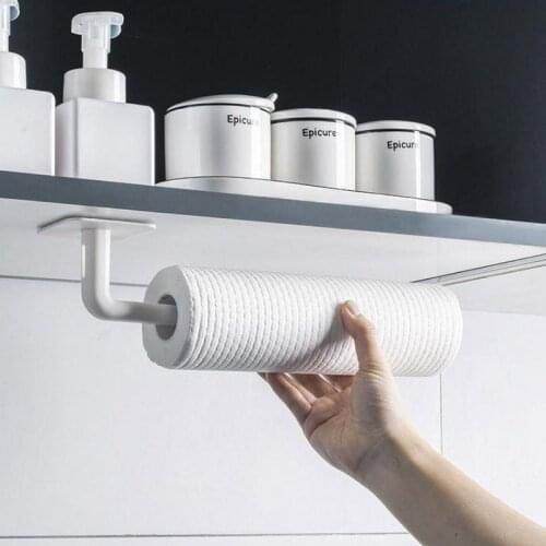 Kitchen Paper Towel Holder Self-adhesive Accessories Under Cabinet cup Roll Rack Tissue Hanger Storage Rack for Bathroom Toilet
