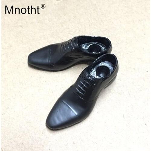 1/6 Soldier Black Leather Shoes Straight plug Male Soldier Shoe Model Match With Suit Clothes Accessories mnotht m3