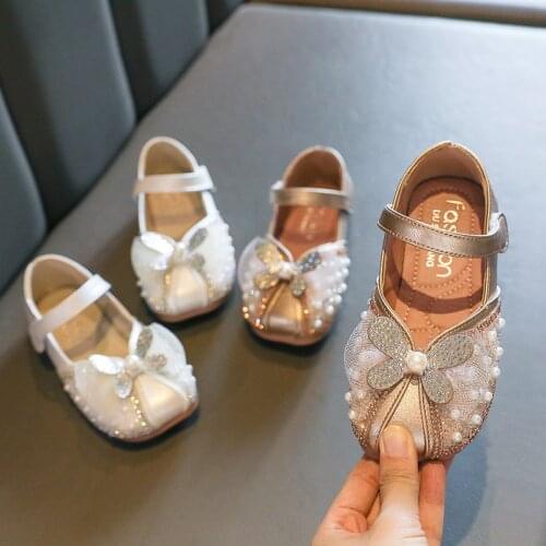 Fashion Bow Autumn Princess Shoes For Girls Child Leather Dress Baby Little Girls Party Elegant Pearl Kids Shoes 2021 1-7 Years