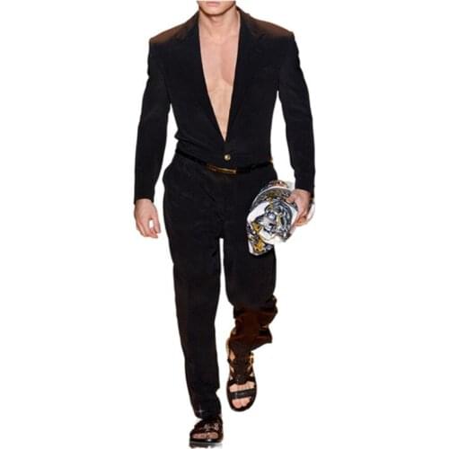 2021 New Men Clothing Hair Stylist Fashion Catwalk All-match British Youth Conjoined Jumpsuit Plus Size Costumes M-6XL