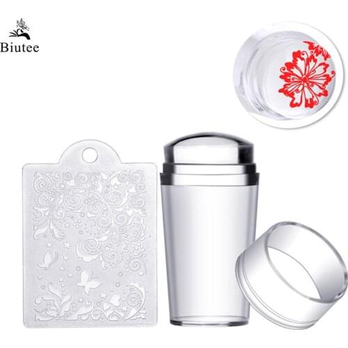 Biutee Nail Art Set Clear Silicone Nail Stamper Kit Stamping Plates Flower Leaves Love Templates Scraper DIY Manicure Nail Tool
