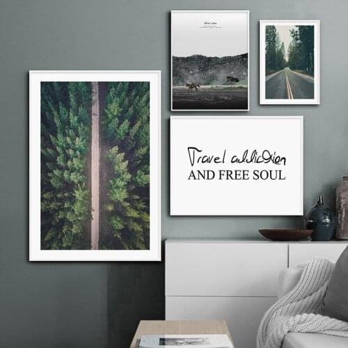 Forest Landscape Wall Art Canvas Painting Travel Quotes Nordic Decoration Posters and Prints Wall Pictures for Living Room Decor
