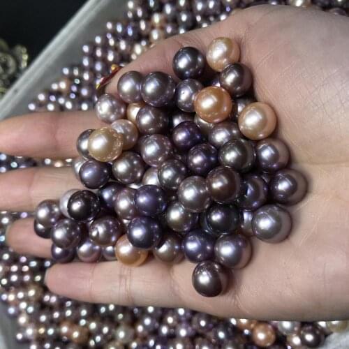Natural Edison Pearls, Loose Freshwater Orange and Purple Pearls, 12-14MM Super Big Size Round Pearls, 30PCS/LOT