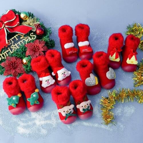 New Years Eve Socks Floor Shoes Socks Soft Christmas Baby Winter Shoes Baby Boys Girls Winter Warm Santa Claus First Walkers