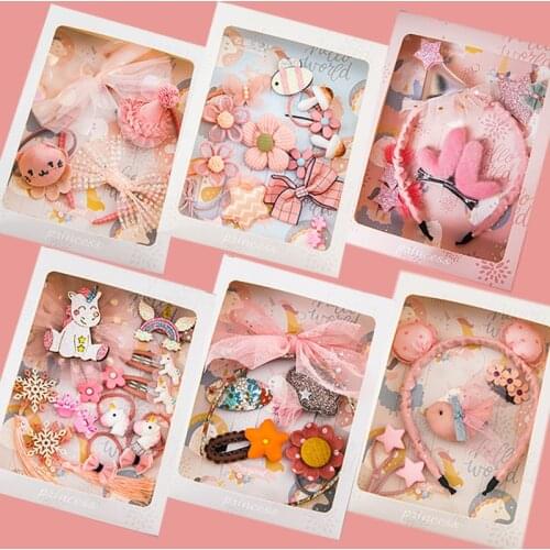 Online Hot Princess Hair Accessories Girl Children Headwear Hairpins/Hairbands Combination Set Birthday Gift Box