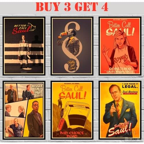 30 Designs Tv Show Better Call Soul Kraft paper Poster HomeDecal Painting Wall Sticker 2 42X30cm
