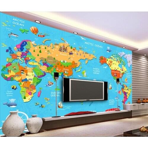 Custom papel DE parede infantil,cartoon animal world travel mural for childrens room boys and girls bedroom 3D wallpaper