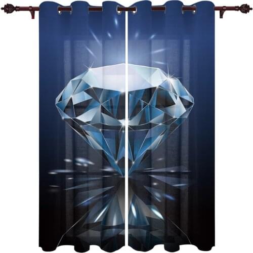 Living Room Curtains Diamond Rhombus Blue Home Decoration Curtains For The Room Kitchen Study Bathroom Window Valance Curtains