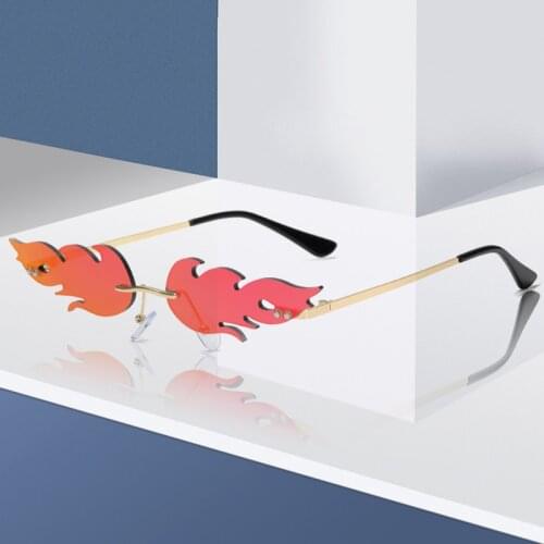 Fashion Sunglasses Women Rimless Wave Sun Glasses Metal ShadesFor Vintage Women Mirror Eyewear UV400