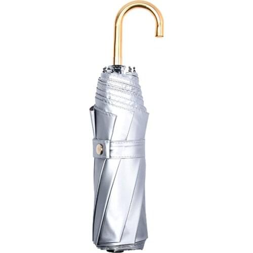 Three Folding Adult Umbrella Portable Uv Protection Non Automatic Umbrella Black Coating Parasolka Damska Home Garden EF50XL