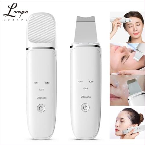 LORAPO Ultrasonic Skin Scrubber Facial Scraper Deep Cleansing Machine Peeling Shovel Facial Pore Cleaner Face Lift Machine