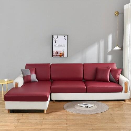 Waterproof Sofa Seat Cushion Cover PU Leather Chair Cover Pets Kids Furniture Protector Stretch Washable Removable Slipcovers