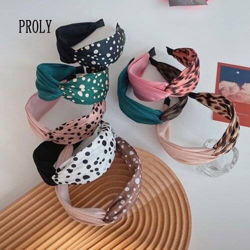 PROLY New Fashion Women Hairband Cross Knot Leopard Headband Patchwork Cross Knot Headwear Wide Side Hair Accessories Adult