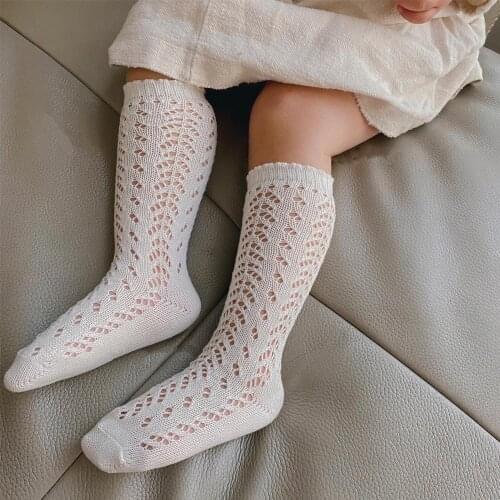 V-TREE Summer Childrens Socks Cotton Hollow Socks For Girls Boys Breathable Knee High Stocking Children 2021 New