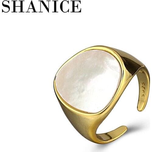 SHANICE Celi French style original cold wind shell mother shell small crowd thick 925 sterling silver open ring female