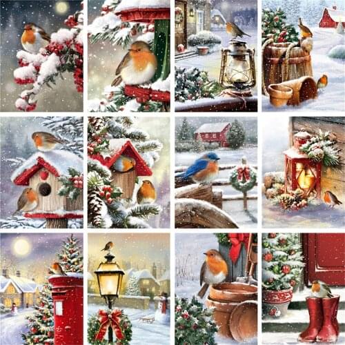ZOOYA 5D DIY Diamond Painting Christmas Bird Full Square Round Drill Diamond Embroidery Snow Tree Cross Stitch Kits Home Decor