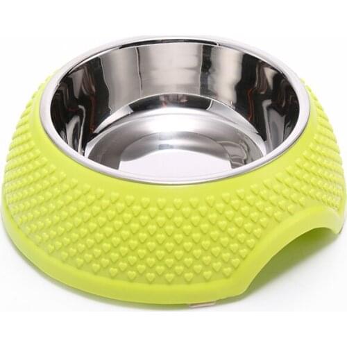 1pc Rabbit Pet Puppy Water Food Bowl Pet rabbit Feeder Plastic Stainless Steel pet Bowl 14*18.5*6cm