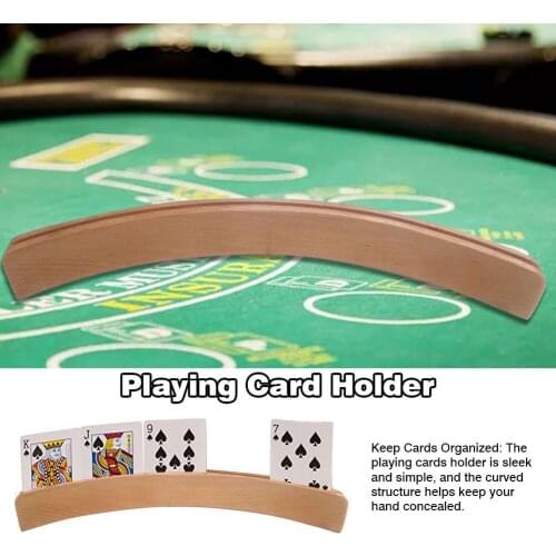 2pcs Wooden Hands-Free Playing Card Holder Board Game Poker Seat Lazy Poker Base Curved Playing Card Holder for Children Seniors
