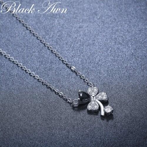 2021 New Black Awn Silver Necklace Genuine 100% 925 Sterling Silver Necklace Women Jewelry Pendants P203