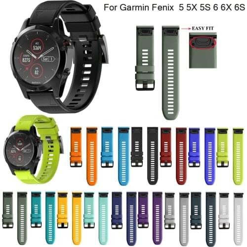 26mm 20 22mm Sport Silicone Watchband Wriststrap for Garmin Fenix 6X 6 6S Pro 5X 5 5S Plus 3 HR Easy Fit Quick Release wirstband