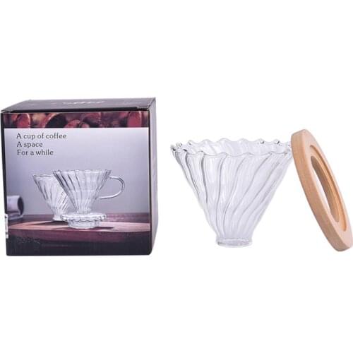 700ML/500ML/300ML Wooden Brackets Glass Coffee Dripper And Pot Set Japness Style Glass Coffee Filter Reusable Coffee Filters