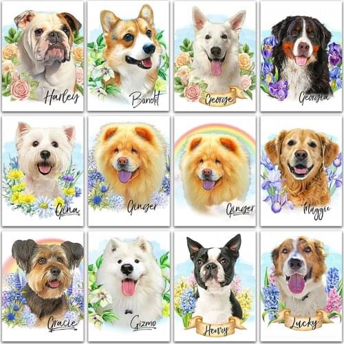 Diamond Painting Cartoon Teddy Dog Bulldog Schnauzer Samoyed animals embroidery mosaic Cross stitch Golden retriever home decor