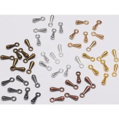 100pcs Jewelry Necklace Extension Chain Ending Water Drop 2/3mm Small Copper Pendant Tail Chain Alloy Accessories DIY Bracelet
