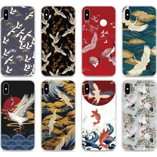 Vintage Crane Cover For OPPO F17 A73 A32 A53 2020 Realme 7 C11 C12 C15 X7 Q2 Narzo 20 Pro C17 7i V3 V5 Reno4 Lite F Z Ace 2 Case