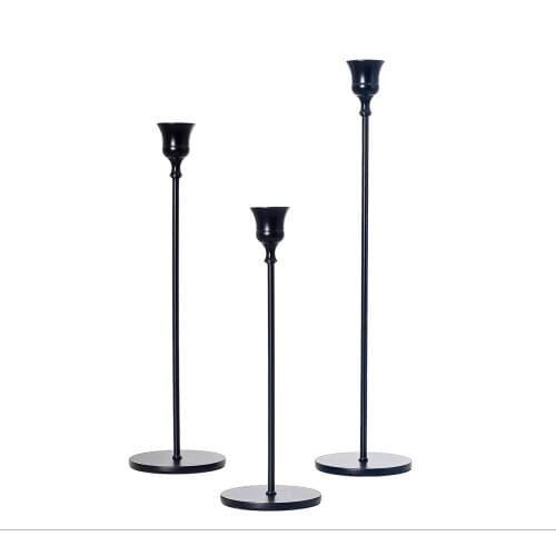 Black aromatherapy candle candlestick set retro metal ironwork candlestick wedding decoration props home decoration dining-table