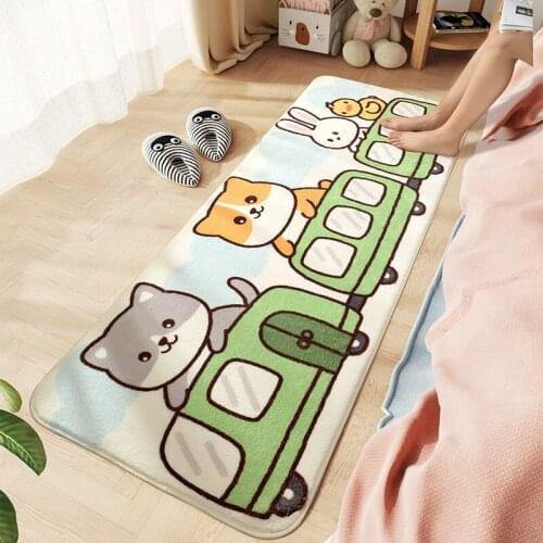 Cartoon Animal Bedroom Long Carpet Lamb Velvet Bedside Mat Soft Fluff Warm Foot Rug Non-slip Absorbent Floor Mat