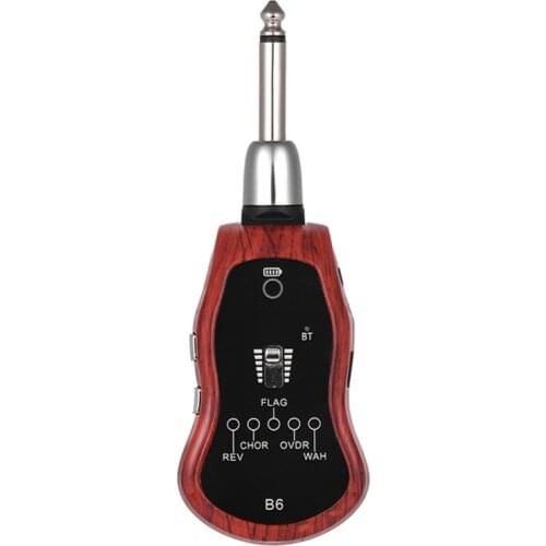 Dropship-B6 Guitar Headphone Amp Mini Plug Guitar Amplifier Bluetooth Rechargeable for Electric Travel Pocket Guitar(Mahogany Co
