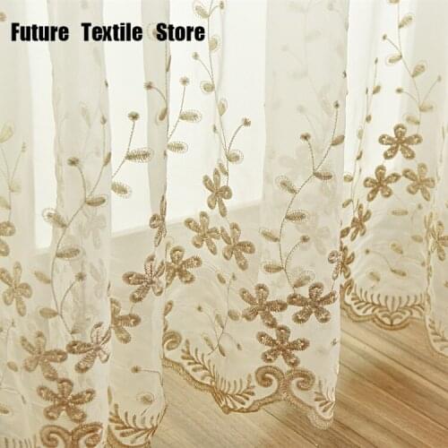 European Style Embroidered Screen Curtains for Tents Bay Window Curtains for Living Room and Bedroom