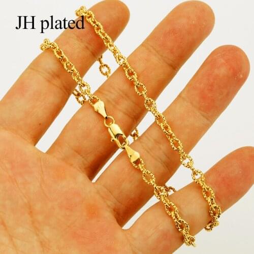 JHplated 2019 Fashion Chain wide 4.4mm Long 45cm Necklace for Women/Men Ethiopian African Jewelry Gold Color Chains
