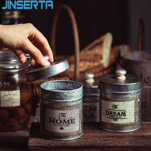 JINSERTA Antique Metal Storage Box Nuts Snack Storage Jar Kitchen Tableware Organizer Desktop Sundries Box Photography Props
