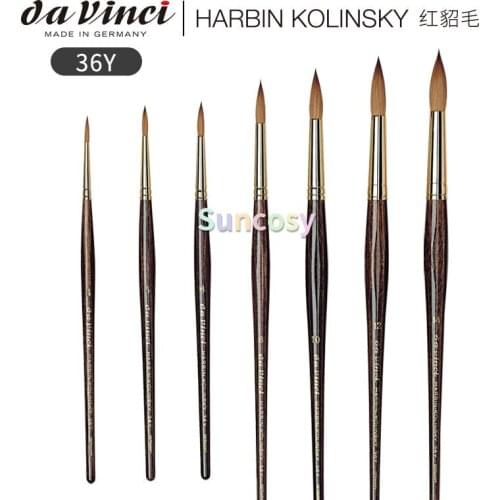 Da Vinci Watercolor Series 36Y Paint Brush, Harbin Kolinsky Round Ergo Handle,Excellent for Watercolors, Gouache,illustration