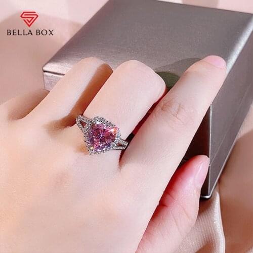 BELLA BOX Classic 925 Sterling Silver Ring For Charm Women With Heart Shape Gemstones Zircon Fine Jewelry Silver Engagement Gift