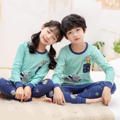 Girls Boys Autumn Clothing Set Cotton Homewear Kids Clothes T-Shirt Tops With Pant 2Pcs outfits Pyjamas For 2 4 6 8 10 12 Years