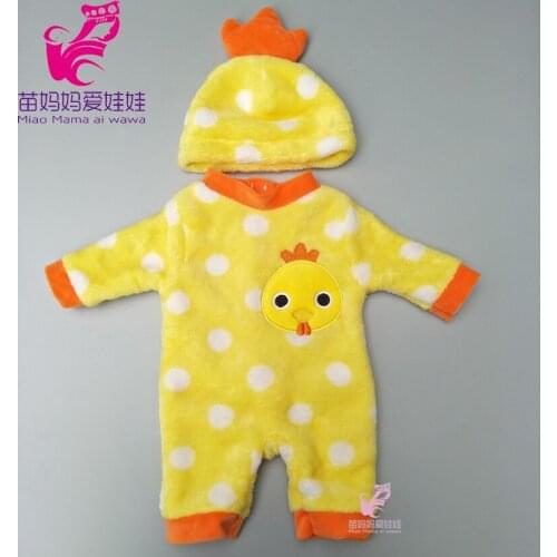 Fur bear jumpsuit with hat for 43cm baby dolls cute fur animal outfits also suit for 18 inch girl dolls outwear