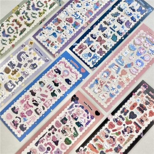 Cute Animal Cat Rabbit Shiny Laser Stickers Scrapbooking Decorative Sticker DIY Diary Album Stick Label Kawaii Korean Stationery