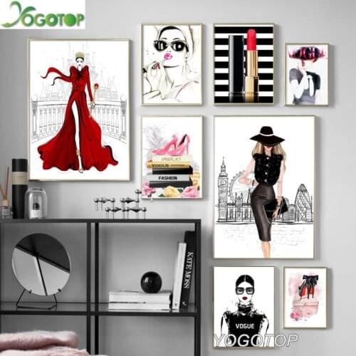 Fashion Book Girl High Heels Lipstick Wall Art 5D Diy Diamond Painting Full Drill mosaic Diamond Art Embroidery Nordic YY1931