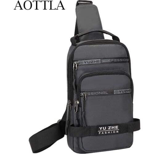 AOTTLA Fashion Men Chest Bag Casual Multifunction Shoulder Bag Crossbody Bag 2021 New Solid Color Male Short Trip Messenger Pack